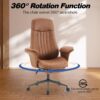 High Back Ergonomic Home Office Desk Chair, Modern Lumbar Support Recline Executive Office Chair with Foot Rest, Suede Leather Swivel Computer Chair with Detachable Arms (Light Brown Suede Fabric)