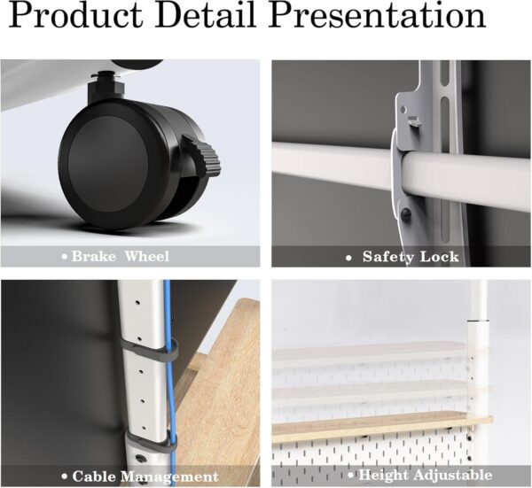 71nsLnxc72L._AC_SL1500_.jpg FITUEYES Rolling TV Stand Mount for 40 to 85 TVs,Mobile TV Floor Stand on Wheels with Large Storage Pegboard & Wooden Shelf,Heavy Duty TV Cart Hold Up to 132 lbs for Bedroom, Living Room, Office