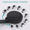 Tub Shower Faucet Combo, Matte Black Shower System 10 Patterns Handheld Shower Head with Tub Spout, Shower Trim Kit with Shower Head & Brass Valve