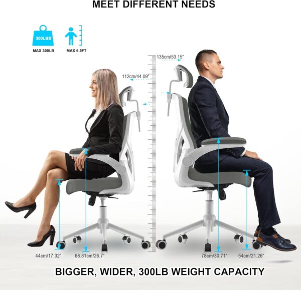 Home Office Chair, Ergonomic Comfy Desk Chair, High Back Computer Chair- Adjustable Headrest with Flip-Up Arms, Lumbar Support, Swivel Executive Task Chair (Modern, Star Dust)