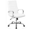Flash Furniture Whitney High-Back Swivel LeatherSoft Desk Chair with Padded Seat and Armrests, Adjustable Height Padded Office Chair, White/Chrome