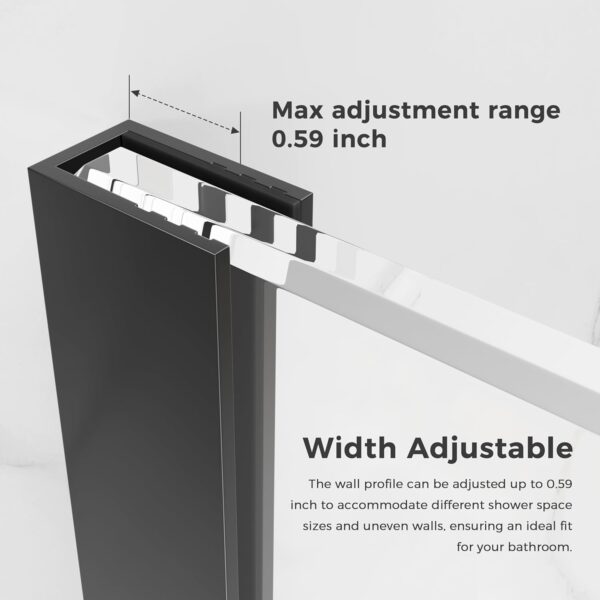 DELAVIN 40" W x 72" H Frameless Glass Shower Door, Hinged Single Swing Shower Door with Stainless Steel Hinges and Handle, Matte Black Shower Doors can be Installed Left and Right, Magnetic Closing