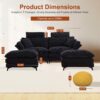 85.83" Sectional Couch, Cloud Couch with Two Movable Ottomans, Modular Sofa, Sectional Couches for Living Room and Office, Black