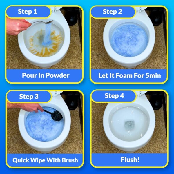 Toilet Cleaner - New and Improved - Self Activating Miracle Powder for Toilet Bowl Cleaning