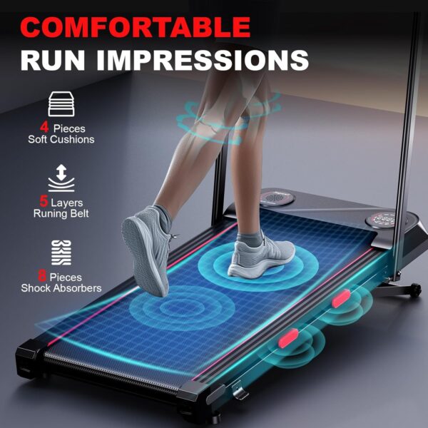 Foldable Treadmill Walking Pad with Auto Incline, 6-Level 12% Portable Under Desk Treadmill for Home Office, 2 in 1 330lbs Capacity Heavy Duty with Handle Bar, 2.5HP Quiet, Upright Space-Saving
