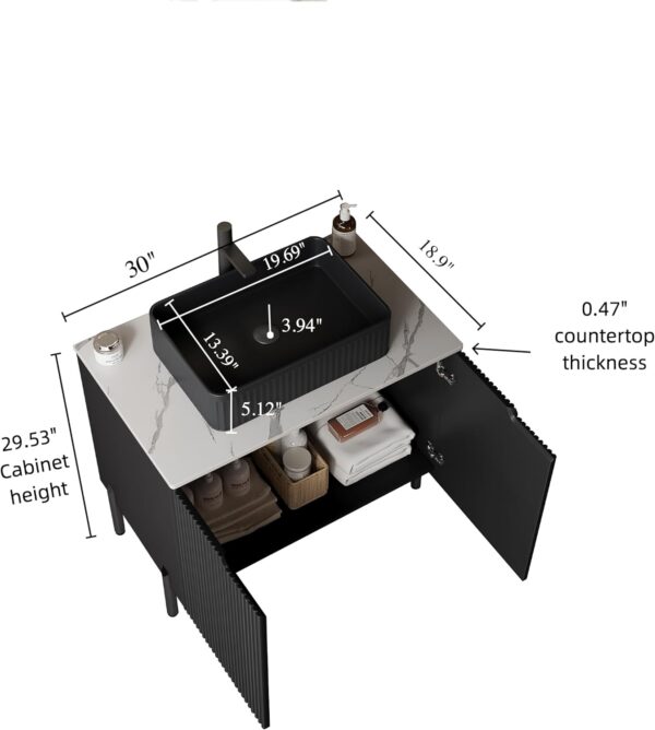 30" Bathroom Vanity with Sink, Modern Bathroom Black Vanity Cabinet Set, Black Bathroom Storage Cabinet with 2 Soft Close Doors