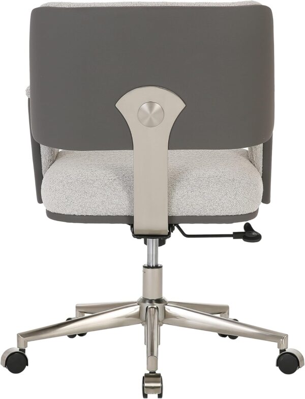 Realspace® Modern Comfort Picali Bouclé Fabric/Vegan Leather Low-Back Task Office Chair, White Stone/Gray/Brushed Nickel, BIFMA Compliant