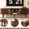Living Room Table Sets of 2, Mid Century Coffee Table & Dresser TV Stand, Sliding Door Coffee Table with Storage, Modern TV Stand for Bedroom, Living Room (Walnut)