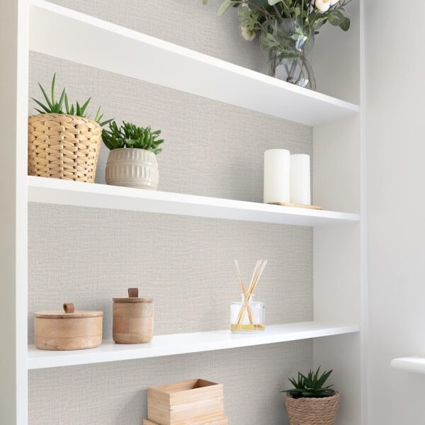 TANONE Contact Paper Peel and Stick 23.6" W X276 L, Grasscloth Wallpaper Self Adhesive Removable Wallpaper, Fabric Linen Thickened Wall Paper Decorative for Wall Cabinets Drawers Kitchen