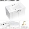 IRONCK 30" Bathroom Vanity with Sink, Floating Bathroom Sink Cabinet with LED Light & Extra Shelves, High Gloss Modern Clearance Bathroom Vanities, White