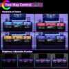 Black TV Stand for 65/75/80/85 Inch TVs with RGB LED Lights,32'' Tall Modern High Gloss Entertainment Center Cabinet Stands with Storage Shelves and Doors,TV Media Console Table for Living Room