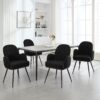 Black Dining Chairs Set of 4, Modern Dining Chairs with Arms and Sturdy Metal Legs, Boucle Fabric Upholstered Kitchen Dining Chairs for Dining Room, Living Room, Bedroom
