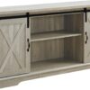 Walker Edison Richmond Modern Farmhouse Sliding Barn Door TV Stand for TVs up to 65 Inches, 58 Inch, Stone Grey