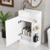 18.6" Small Bathroom Vanity with Sink - Bathroom Cabinet with Two-Tier Shelf, Toilet Paper Holder and Soft Closing Door