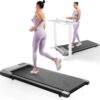 DeerRun Walking Pad, 2025 Smart Under Desk Treadmill, Treadmills for Home/Office, 2 in 1 Walking Pad Treadmill with LED Dispaly & Remote Control, Small Treadmill for Small Spaces