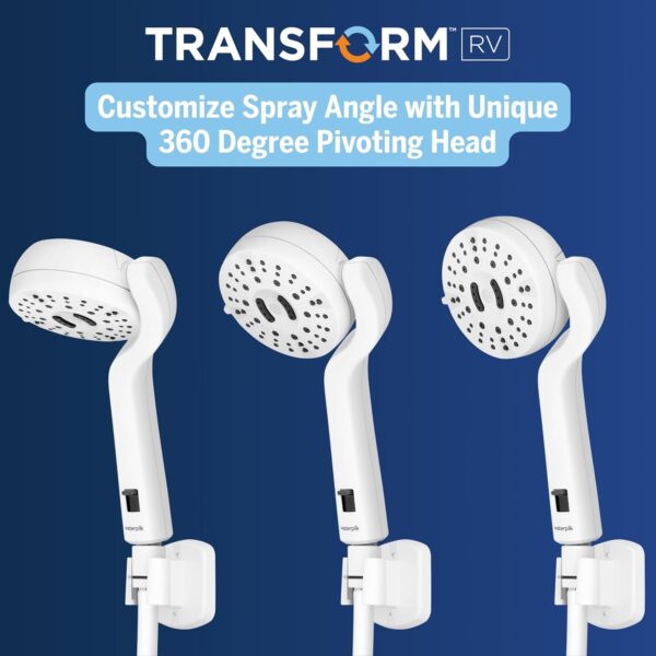 Waterpik Transform Pivoting RV Shower Head with Ultra-Flexible Hose and Pause Switch, Great for Campers, Trailers, Boats, 5-Mode with High Pressure Sprays, White, PHR-551E