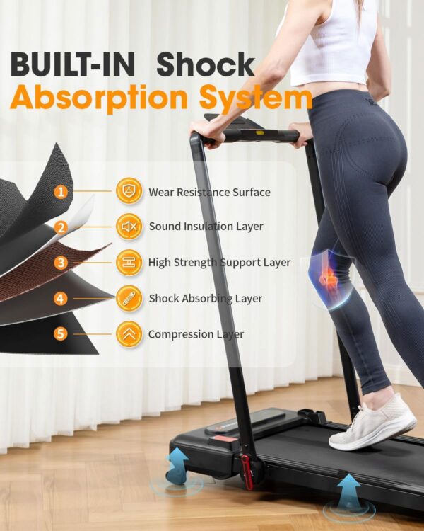 9% Incline Walking Pad Treadmill and Handle Bar, Widened Running Belt, 4MPH/7.6MPH, 2.5HP Treadmill with 380lbs Capacity with Remote, Bluetooth and App Control with Fitshow
