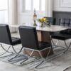 EALSON Modern Tufted Dining Chairs with Bench Set of 5 Leather Upholstered Dining Room Chairs with Chrome Metal Legs Mid Century Kitchen Chairs Armless Side Chair for Dining/Living Room, Black