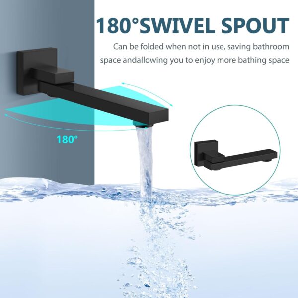 Aolemi Shower Tub Faucet Set Wall Mount,Tub and Shower Faucet Combo,Shower System,with 2 in 1 Handheld Sprayer,Rough-in Valve,with 10 Inch Showerhead Matte Black