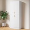 Cozy Castle Kitchen Pantry Cabinet, 71" Tall Wood Storage Cabinet with Doors and Shelves 4 Doors Freestanding Cupboard Utility Hutch for Dining Room Living Room Bathroom Furniture, White