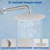 Airuida Round Shower System Set with Tub Spout,Wall Mount 3 Function Rain Shower Faucet Set,2 Functions Handheld Shower Tub Spout Tub Shower Combo Set Fixtures 12 Inches Shower Head Brushed Nickel