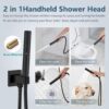 Aolemi Ceiling Mount Shower System with Rainfall Shower Head and Handheld,High Pressure Shower Faucet Set Fixture Combo with 2 in 1 Handheld Spray Rough-in Valve,8 Inch Shower Head Matte Black