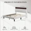YITAHOME Queen Size Bed Frame with Storage, LED Bed Frame with Upholstered Velvet Headboard, Platform Bed with Outlet & USB Ports, No Box Spring Needed, Easy Assembly (Beige)