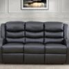 Leather Recliner Sofa Couch, 3-Seater Home Theater Seating Reclining Sofa, Power Reclining Couch with Cup Holders & Drop Down Table for Living Room Furniture Sets, Black