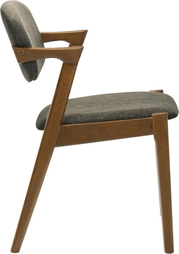 Coaster Home Furnishings - Malone - Set of 2 Fabric & Wood Arm Chairs - Armrests, Open Back, Padded Backrest and Seat - Mid-Century Modern - Dining Room and Kitchen - Brown and Dark Walnut - 105352