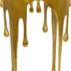 Deco 79 Aluminum Metal Abstract Melting Drip Accent Table with Melting Design and Shaded Glass Top, 16' x 16' x 25', Gold