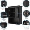 Treocho Wood Wall Cabinet Bathroom Medicine Cabinet Storage with Doors and Adjustable Shelf Wall Mount for Bathroom, Livingroom, Kitchen, Cupboard, Black