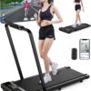 DeerRun 3 in 1 Walking Pad Treadmill, 300 Weight Capacity Foldable Treadmill, 3.0HP Low Noise Under Desk Treadmills for Home Office with Remote & APP