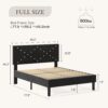 Modern Black Queen Size Platform Bed Frame with Headboard - Upholstered Button-Tufted Design, No Box Spring Needed, Easy Assembly