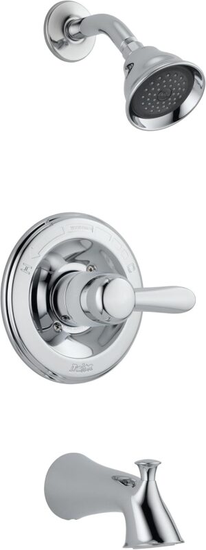 Delta Faucet Lahara 14 Series Single-Handle Tub and Shower Trim Kit, Shower Faucet with 5-Spray Touch-Clean Shower Head, Chrome T14438 (Valve Not Included)
