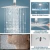 Aolemi Ceiling Mount Shower System Rain Shower Head with Handheld Spray High Pressure Shower Faucet Set Rough-in Valve Shower Trim Kit Included Bathroom Polish Chrome 12 Inch Ceiling Shower Head