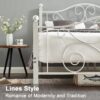 VECELO Queen Size Bed Frame with Headboard and Footboard, Heavy Duty Metal Slat Support, Platform Mattress Foundation, No Box Spring Needed, Easy Assembly, White