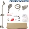 Handheld Showerhead & Rain Shower Combo for Easy Reach, 27.5" Drill-free Stainless Steel Slide Bar, 5”of 5-setting Handheld Shower and Showerhead, with 5ft Hose -Brush Nickel