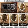 30 inch Round Medicine Cabinet with Lights,Led Medicine Cabinet with Defogger,Illuminated Mirror Cabinet for Bathroom,Dimmable,Defogger,3 Color Temperature 3000k-6500k Gold