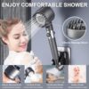 Ion Drops Shower Head with 60 Inch Hose, 4 Spray Mode Showerhead with Handheld for Hard Water, Detachable Shower Filter Head High Pressure Shower Head with On/Off Switch, Grey