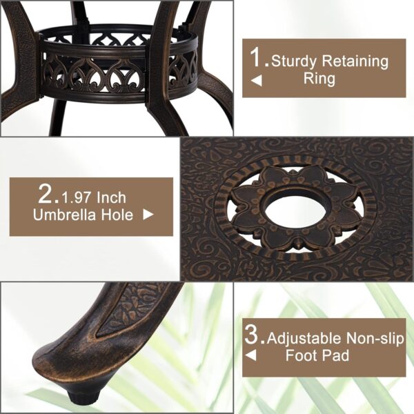 PHI VILLA 5 Piece Patio Dining Set for Outdoor, Cast Aluminum Round Patio Table and Chairs Set with Cast Aluminum Furniture Patio Chairs & 39" Round Dining Table for Yard, Golden Bronze