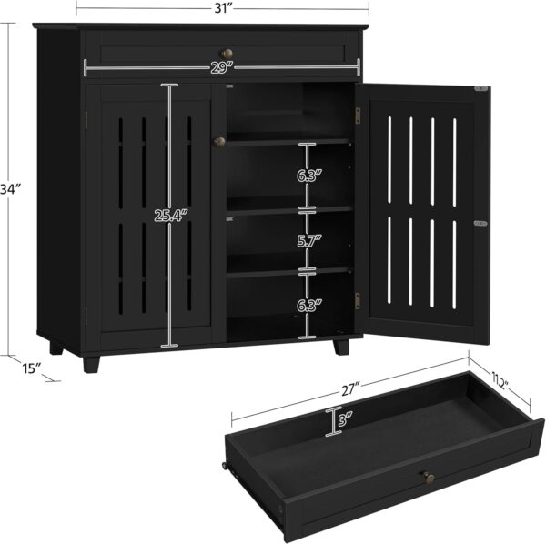 Yaheetech Coffee Bar Cabinet, Bathroom Cabinet with 1 Drawer & Adjustable Shelf, Kitchen Buffet Storage Cabinet for Home Office, Black