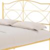 VECELO Queen Size Bed Frame, Gold Metal Bed Platform with Headboard, Sturdy Steel Slats Support, No Box Spring Needed/Noise-Free,Easy Assembly, Black