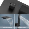 Aolemi Wall Mount Bathtub Faucet Bath Tub Faucet Set Waterfall Tub Filler with Handheld Sprayer Single Handle Solid Brass Rough-in Valve,with Bevel Angle Spout,Matte Black
