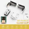 Stainless Steel Glass Door Hinge Double Head Magnetic Catch Closures with ABS Clamp Set for 5-7mm Glass Doors (1, White)