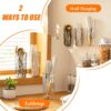 3 Pack Storage Organizer Bins Wall Mounted, Hanging Cabinet Door Organizer for Organizing, Clear Stackable Organizer Basket, Floating Shelves Fridge Organizer for Wall Refrigerator Kitchen Bathroom