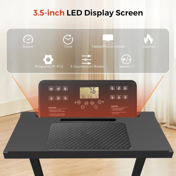 Foldable Treadmills for Home, 3.0HP Under Desk Folding Compact Small Running Treadmill with 12 Preset Programs LED Display, Desk Treadmill for Office with 320 LBS Capacity