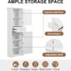 67.3“ Tall Linen Bathroom Storage Cabinet, Modern Linen Cabinet Freestanding with 2 Doors and 1 Drawer, Bathroom Organizers Storage, Shelves for Bathroom, Living Room, Anti-Tipping (White)