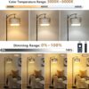 Arc Floor Lamp for Living Room with 3 Color Temperatures, Farmhouse Floor Lamps with Remote & Dimmable Bulb, Boho Standing Lamp with Rattan & Fabric Shades, Adjustable Tall Lamp for Bedroom, Office