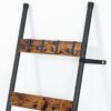 HOOBRO Blanket Ladder, 5-Tier Towel Rack with Hooks, Wall-Leaning Blanket Rack, Decorative Display Ladder Shelf, Scarves, Industrial, Living Room, Bedroom, Rustic Brown and Black BF52CJ01
