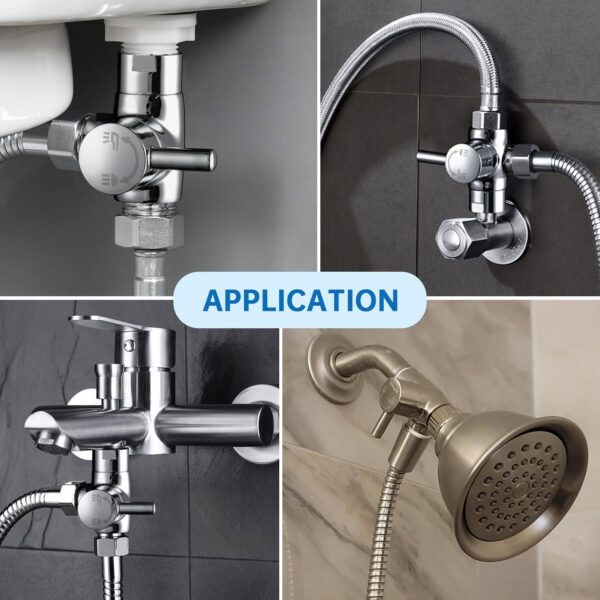 G-Promise Solid Metal Shower Arm Diverter for Hand Held Showerhead and Fixed Spray Head, G 1/2 3-Way Bathroom Universal Diverter System Replacement Part(Polished Gold)